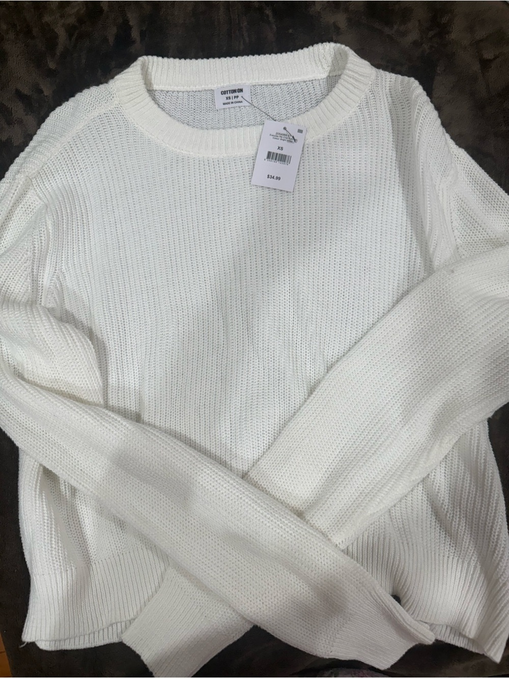 Cotton On Cream Ribbed Crewneck Sweater